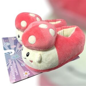 Rainbow Daze Mushroom 3D Plush Head Slippers - Size M (7 - 8) Cozy Fluffy Fun